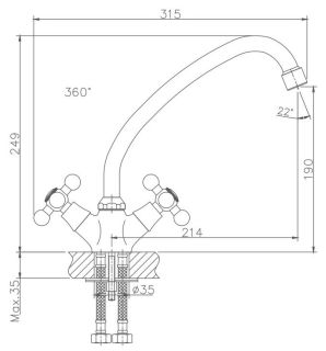 Смеситель для кухни Haiba HB4519 хром